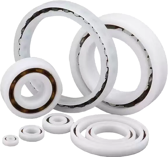 A white PTFE plastic bearing
