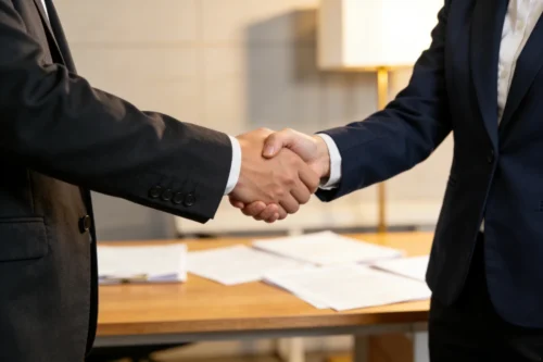 handshake with a reliable supplier