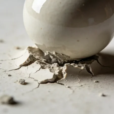 A microscopic view of a ceramic ball crushing a contaminant particle