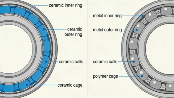 A diagram showing the structure of full ceramic and hybrid bearings