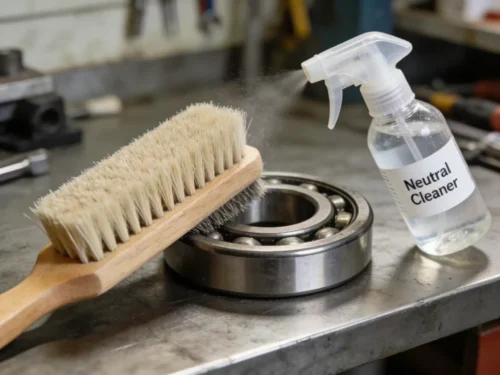 Cleaning tools for bearings like soft brushes and neutral cleaner