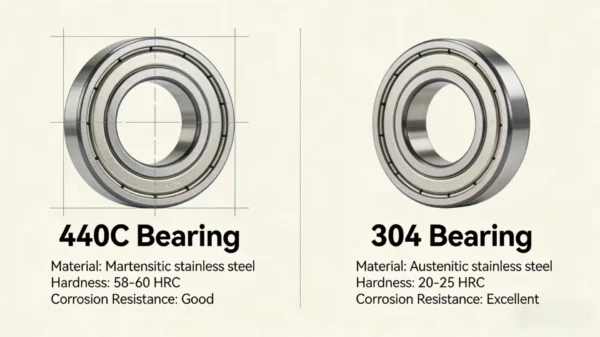 side-by-side comparison of 440C and 304 bearings