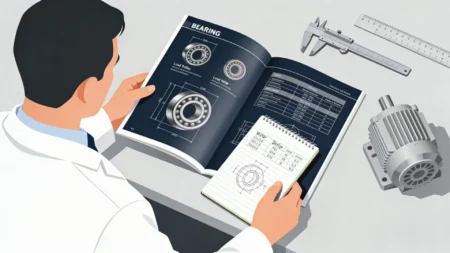 An engineer selecting a bearing from a catalog for a motor design