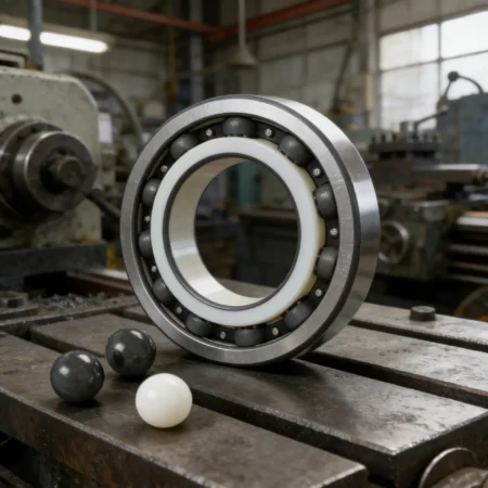 A hybrid ceramic bearing in an industrial motor