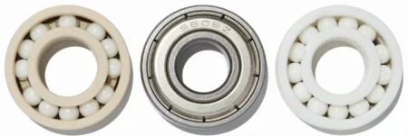 Three types of corrosion-resistant bearings side-by-side