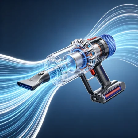 Animation showing airflow in a Dyson vacuum
