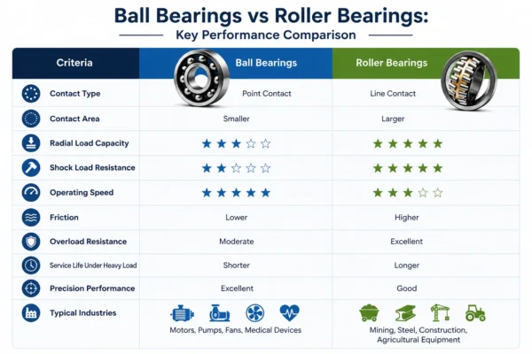 Ball Bearings vs Roller Bearings: Key Performance Comparison