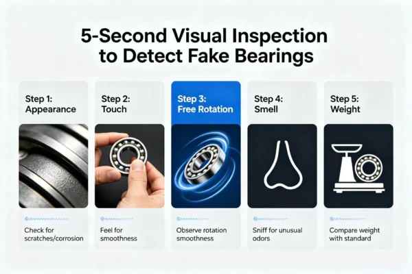 5 second visual inspection detect fake bearings