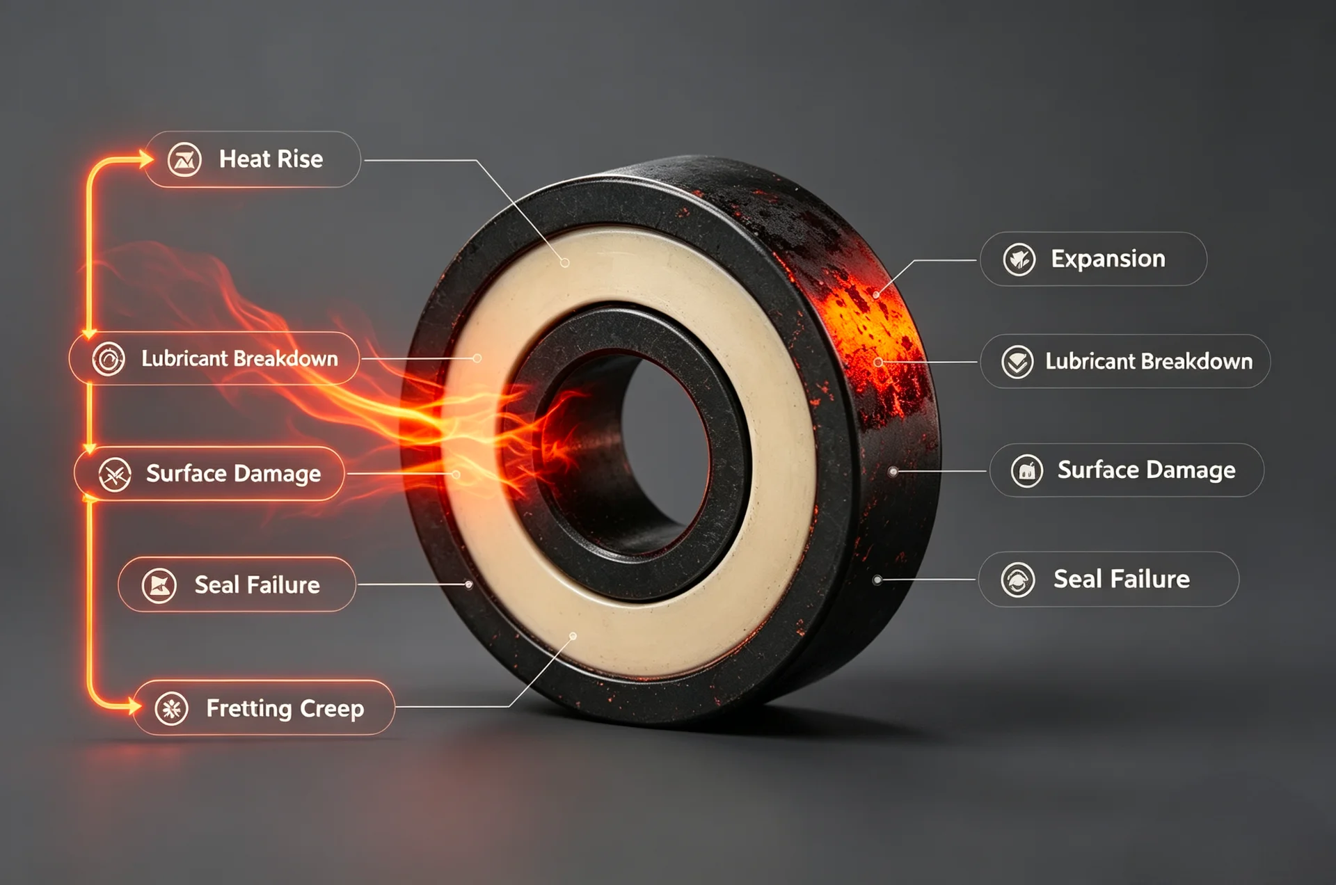 High Temperature Bearings failure mechanisms and diagnosis
